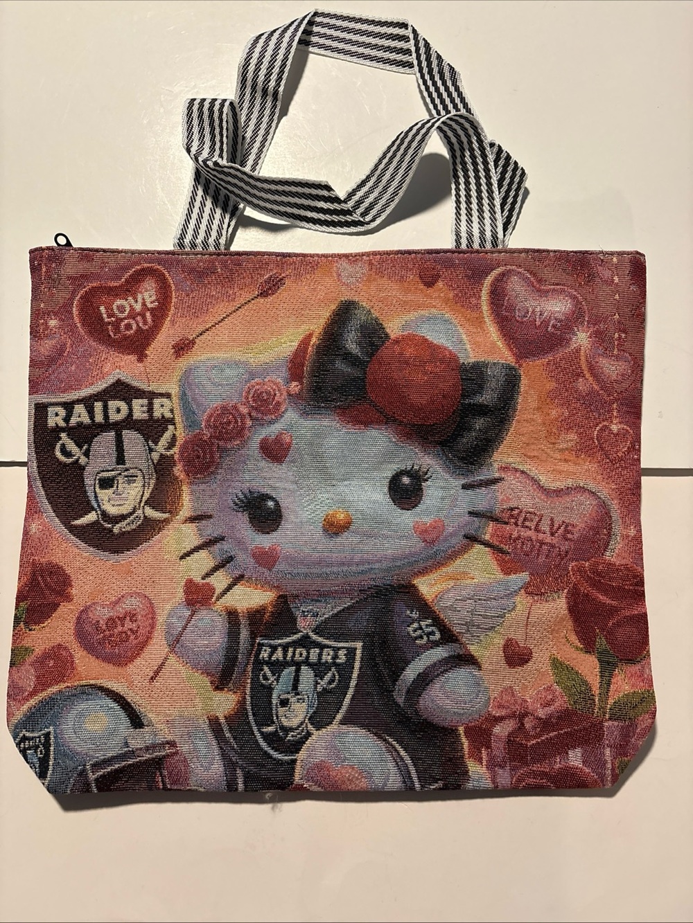 Hello Kitty Raiders Zippered Tote 17” W x 15” H. NWOT